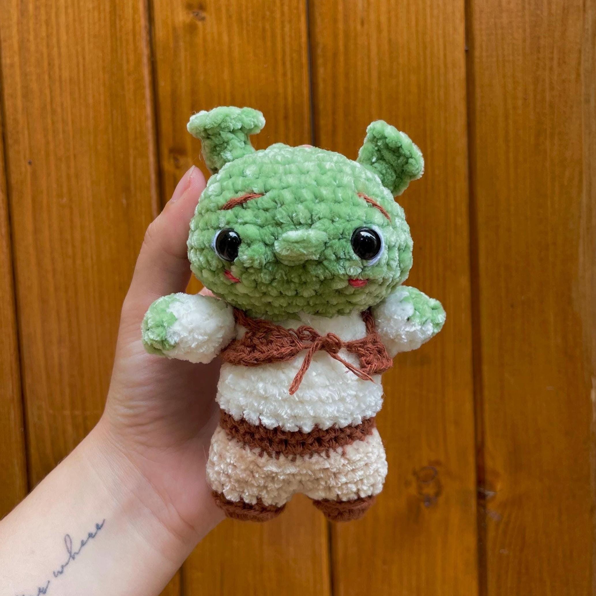 Ogre vert des marais en crochet fait main – Peluche Amigurumi
