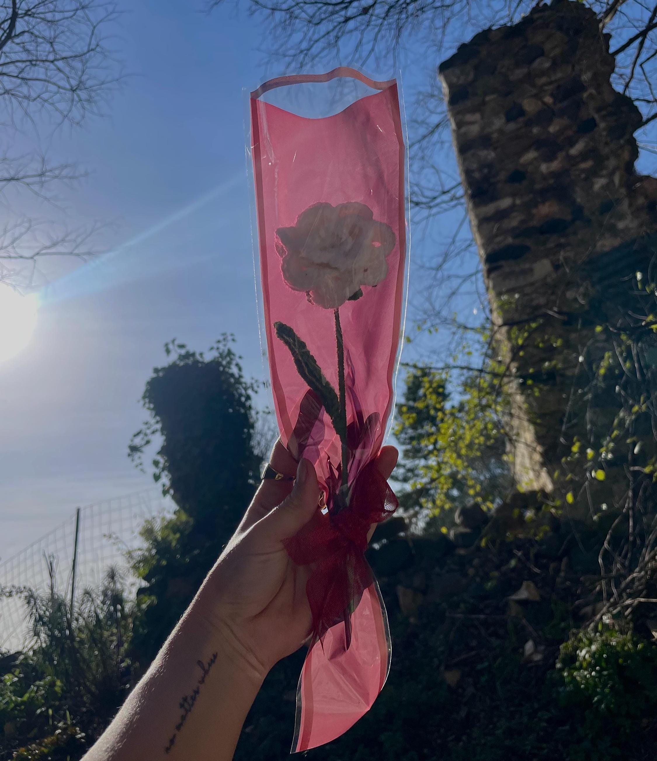 Rose en crochet faite main – Fleur éternelle – Cadeau romantique St Valentin – Rose rouge ou blanche