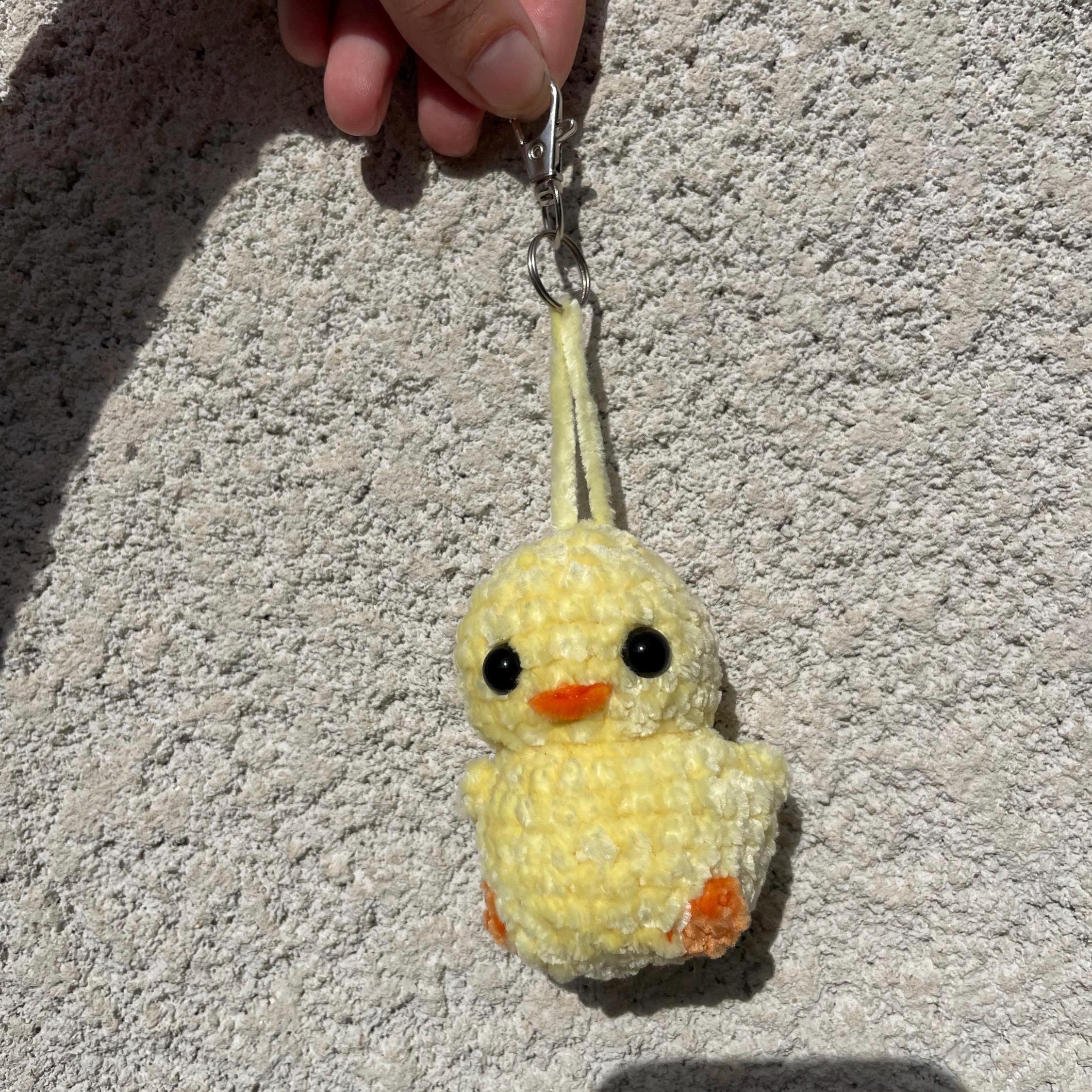 Porte-clés poussin en crochet fait main
