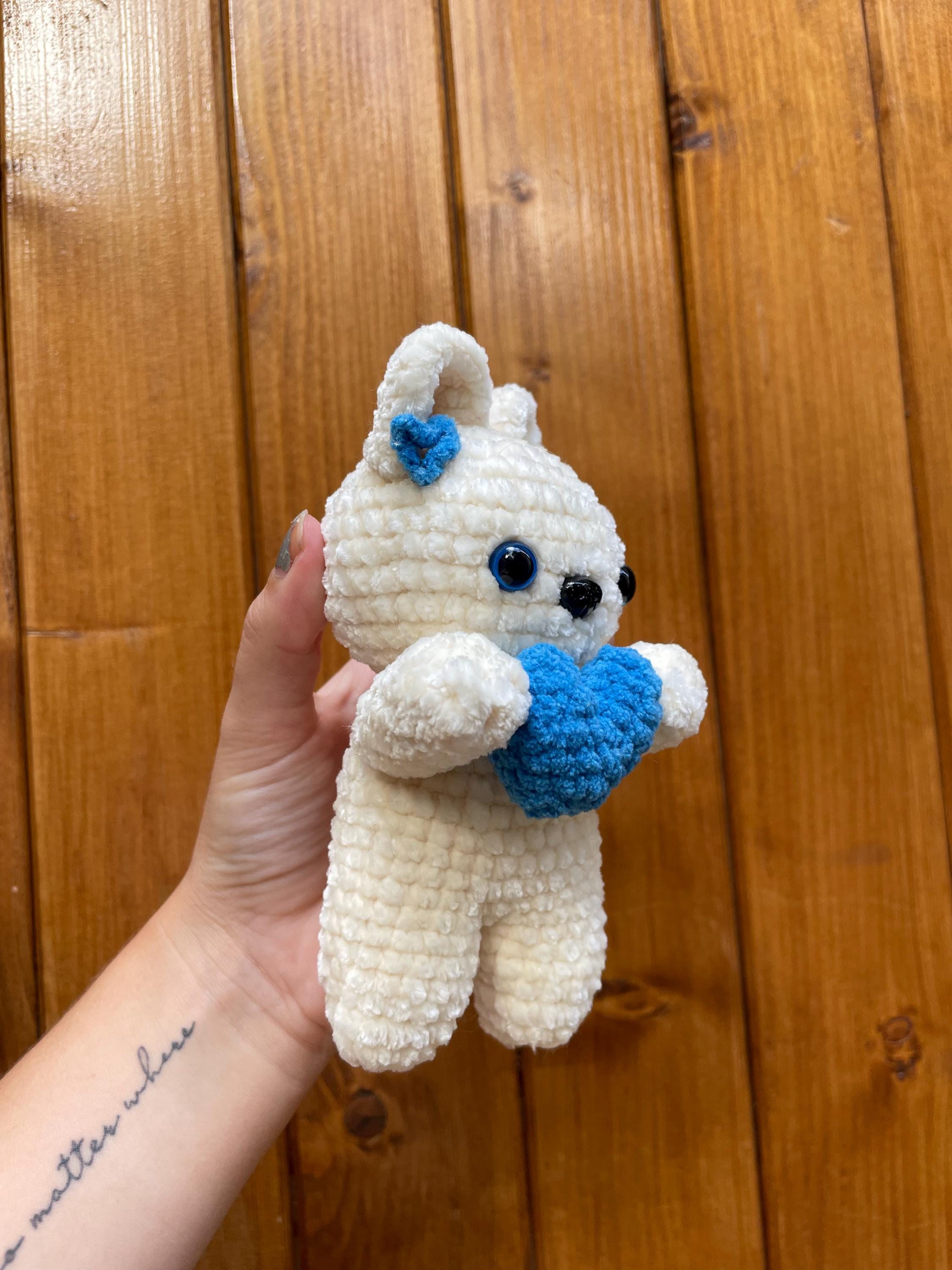 Ours en peluche crochet fait main – Ours brun ou blanc tenant un cœur (cadeau mignon, crochet amigurumi)