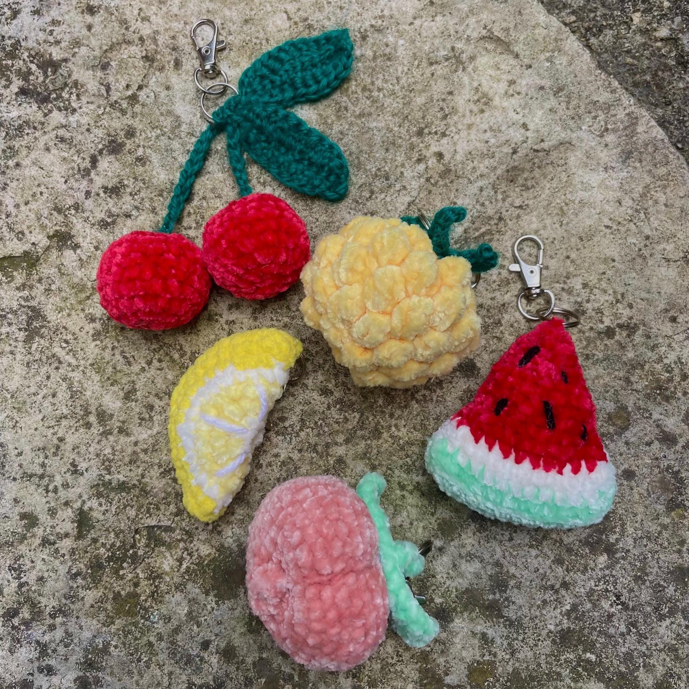 Porte-clé fruit au crochet - Cerise, pastèque citron, pêche, ananas