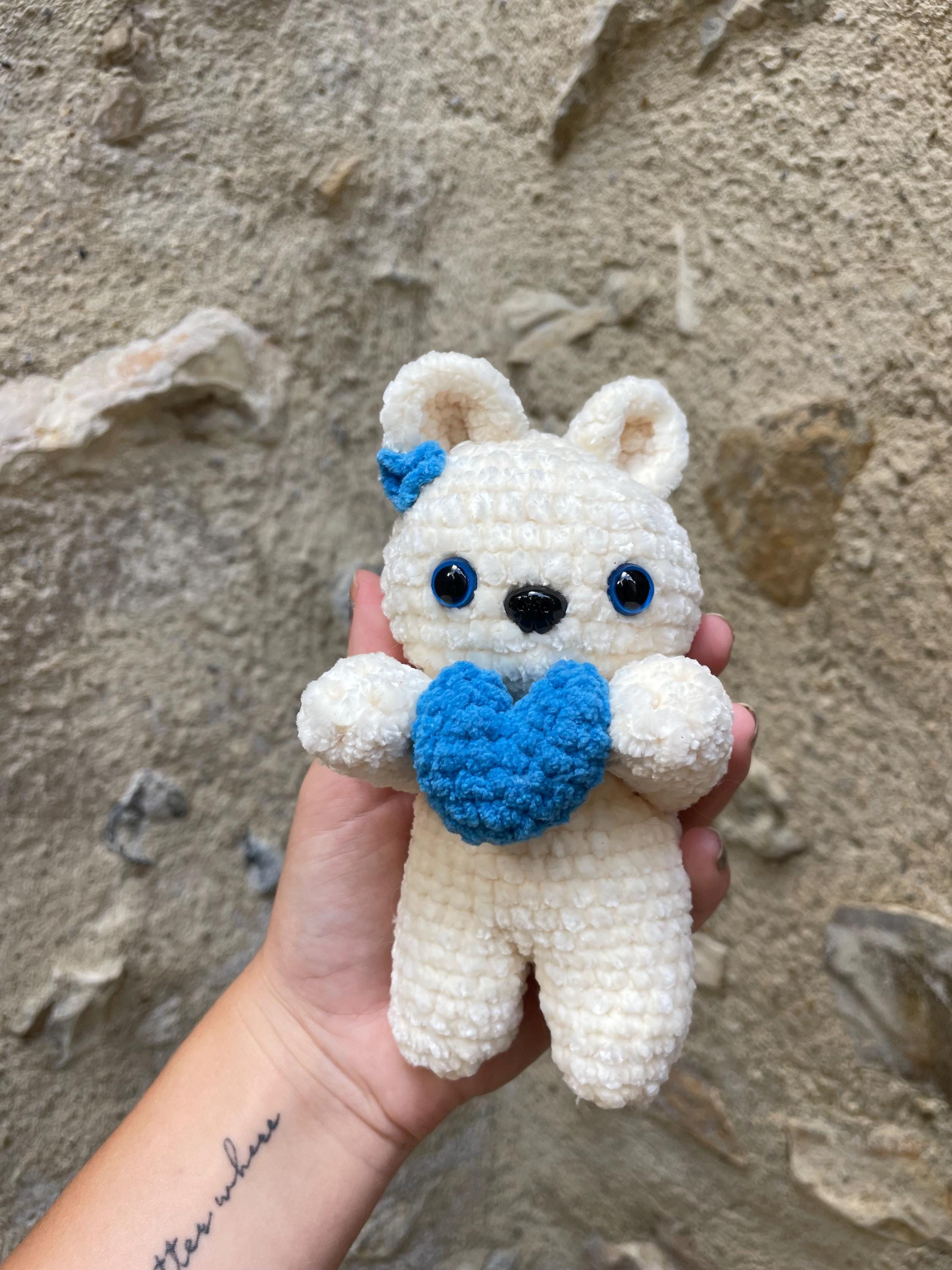 Ours en peluche crochet fait main – Ours brun ou blanc tenant un cœur (cadeau mignon, crochet amigurumi)