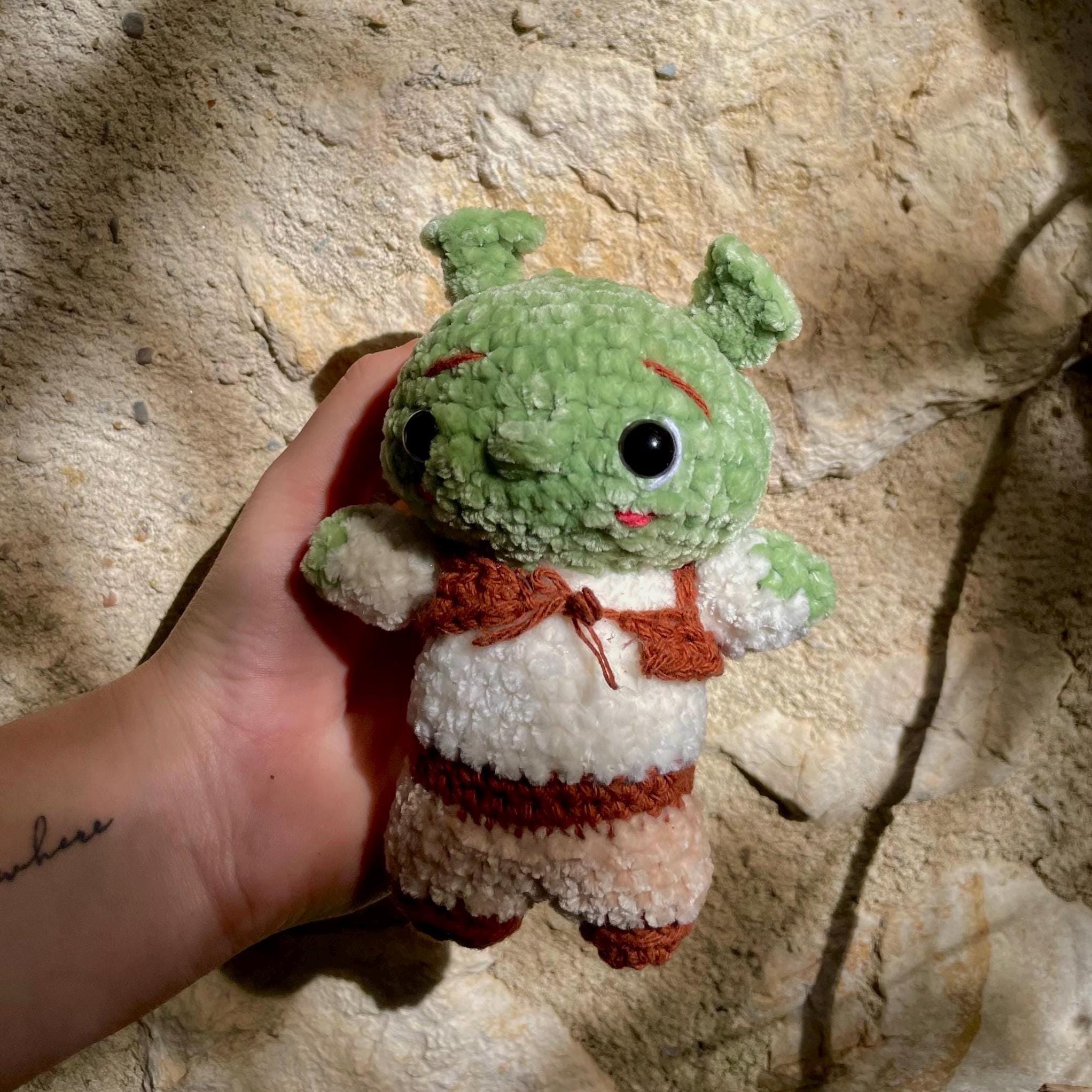 Ogre vert des marais en crochet fait main – Peluche Amigurumi