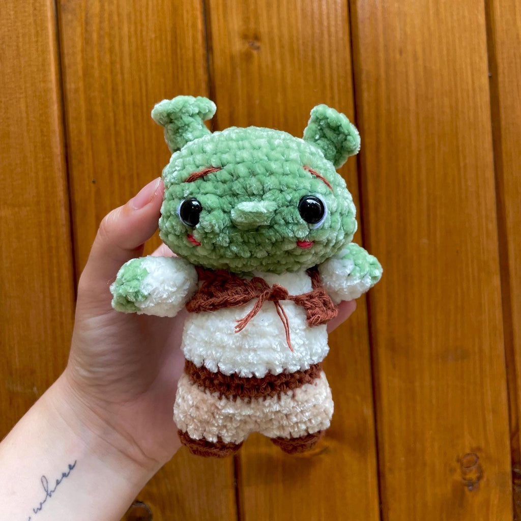 Ogre vert des marais en crochet fait main – Peluche Amigurumi
